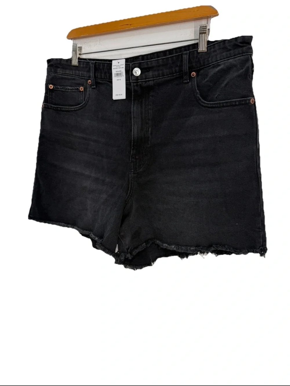 American Eagle Black Highest Rise Mom Short Women's Plus Size 18 NWT